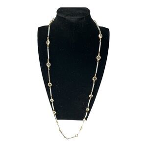 Vintage Australian Clear Crystal USA Gold Tone Station Necklace with Clear Bars